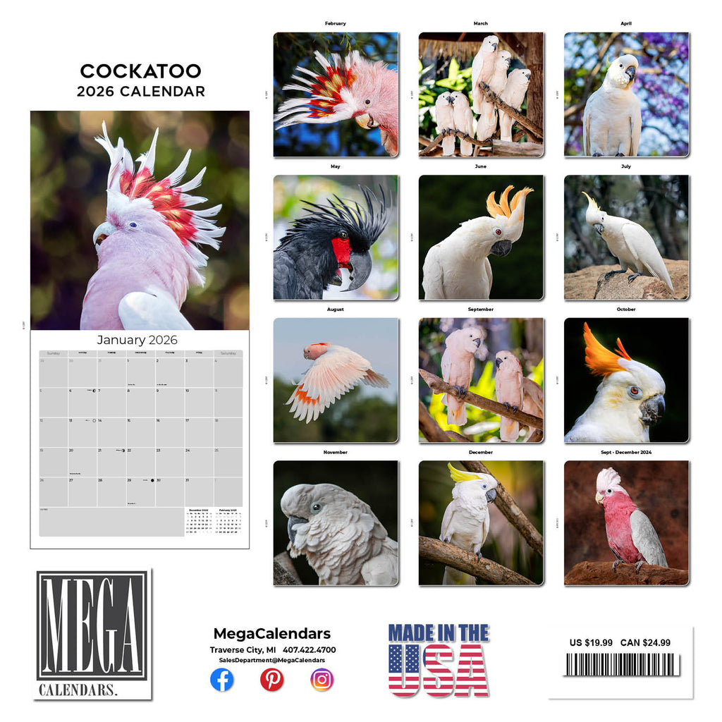Cockatoos Wall Calendar 2026