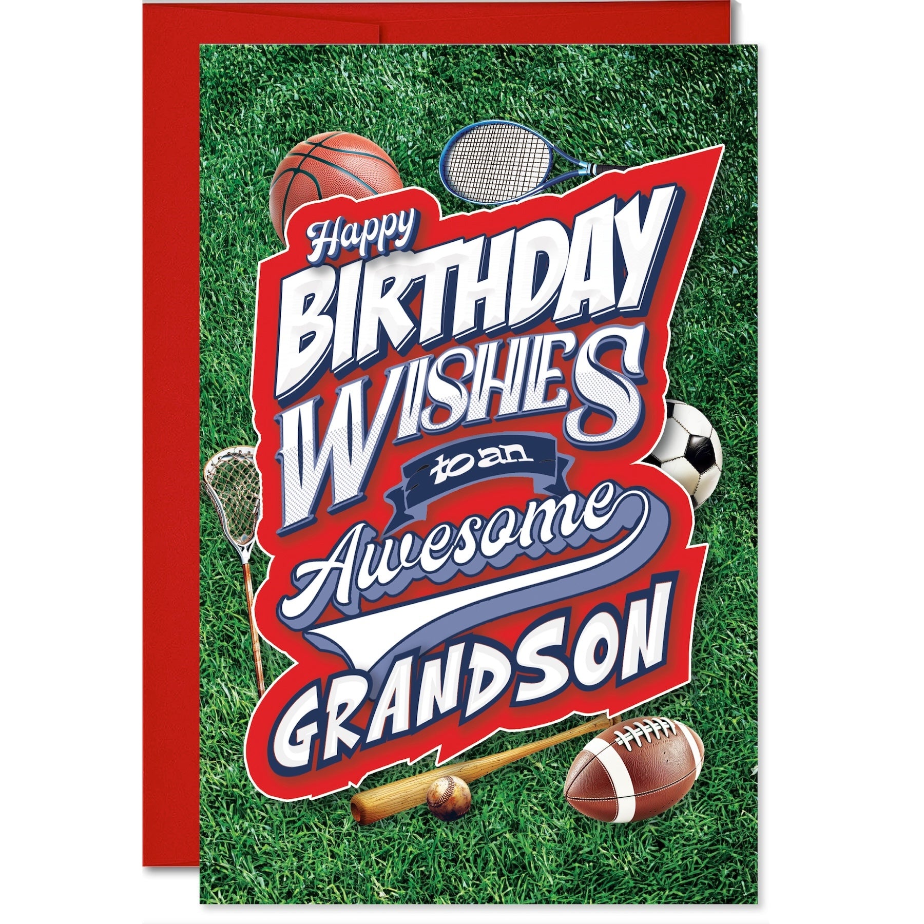 Happy Birthday Grandson Sports Greeting Card — Premium Birthday Card for Grandson