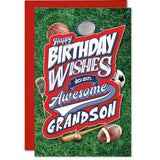 Happy Birthday Grandson Sports Greeting Card — Premium Birthday Card for Grandson