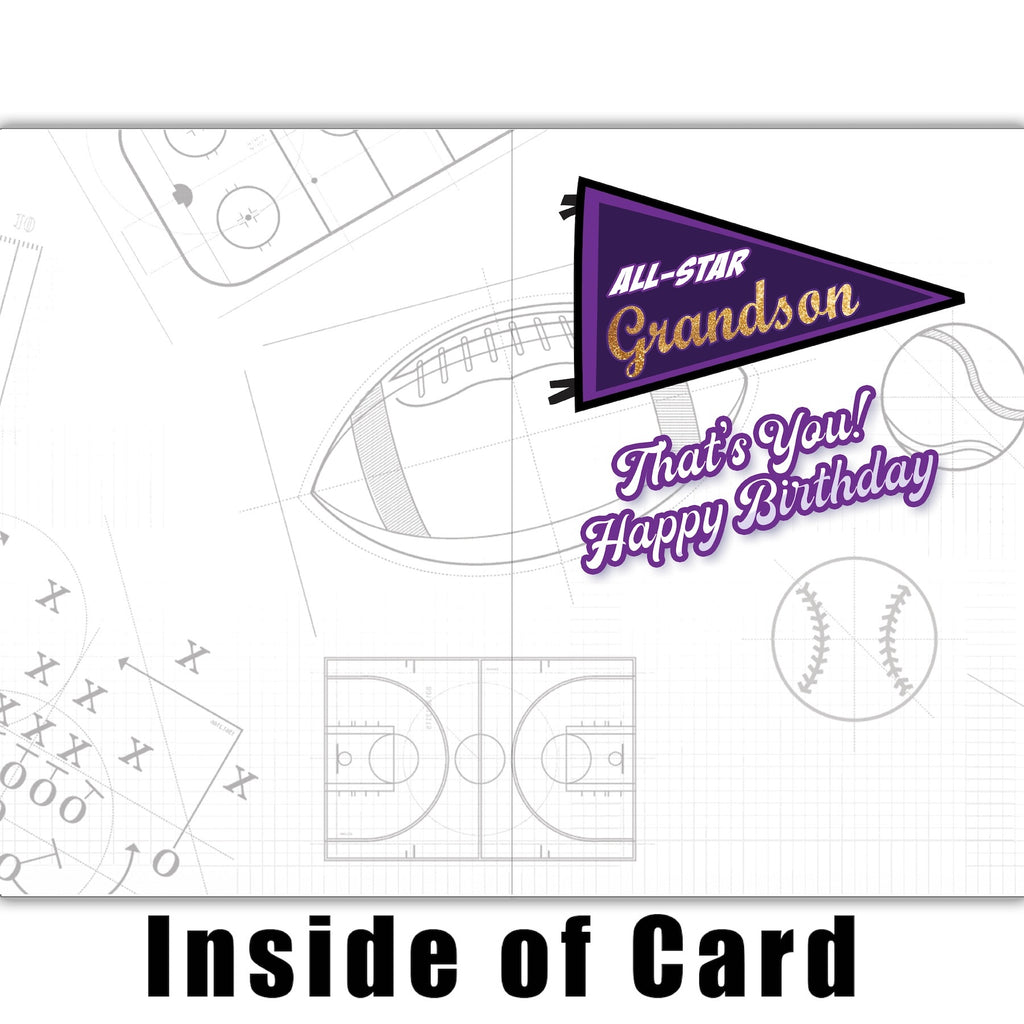Happy Birthday Grandson Sports Greeting Card — Premium Birthday Card for Grandson