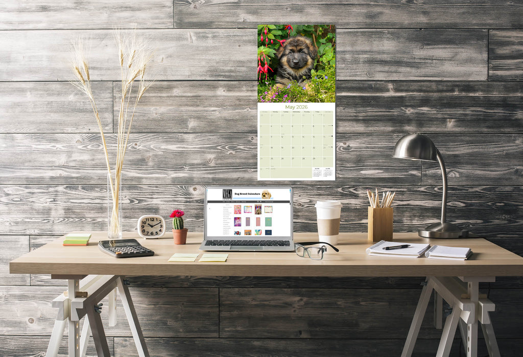 German Shepherd Puppies Wall Calendar 2026