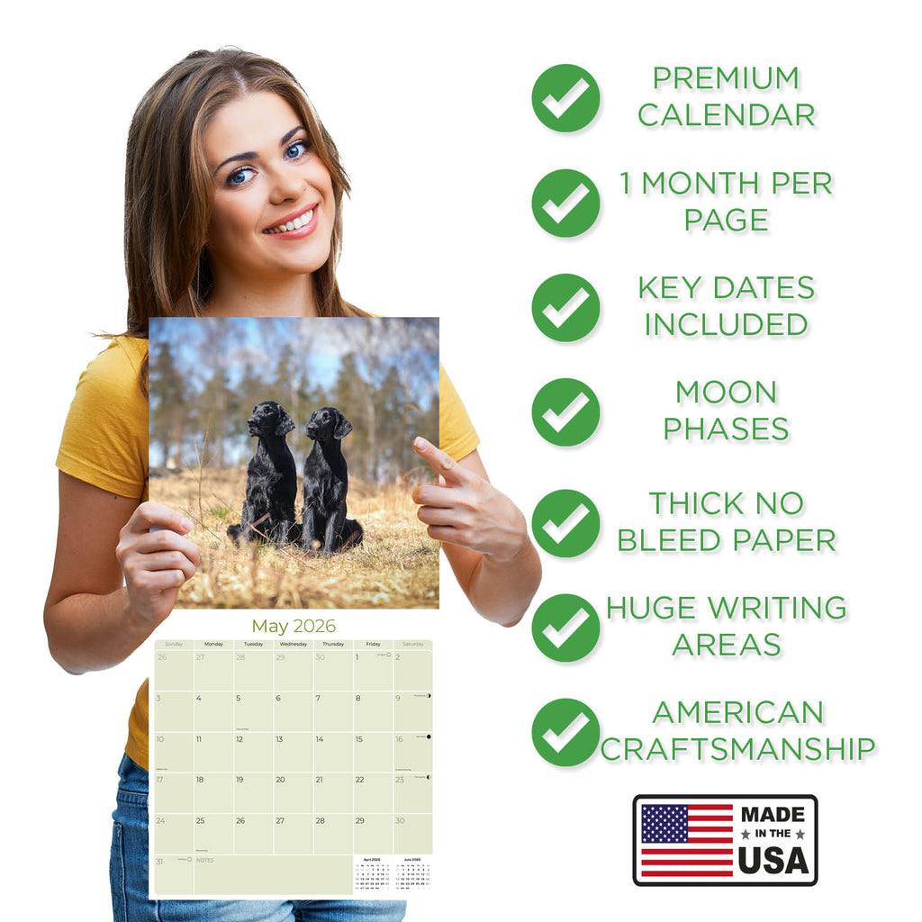Flatcoated Retriever Wall Calendar 2026