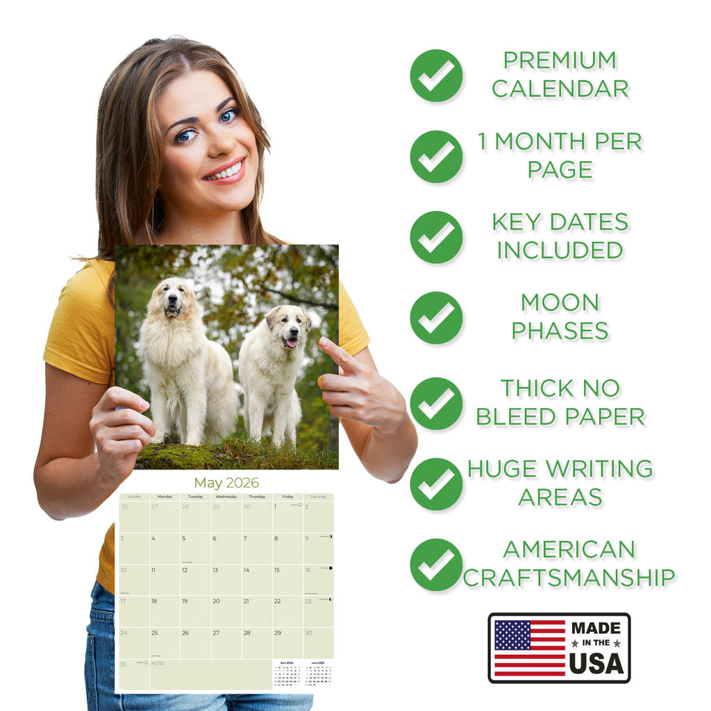 Great Pyrenees Wall Calendar 2026