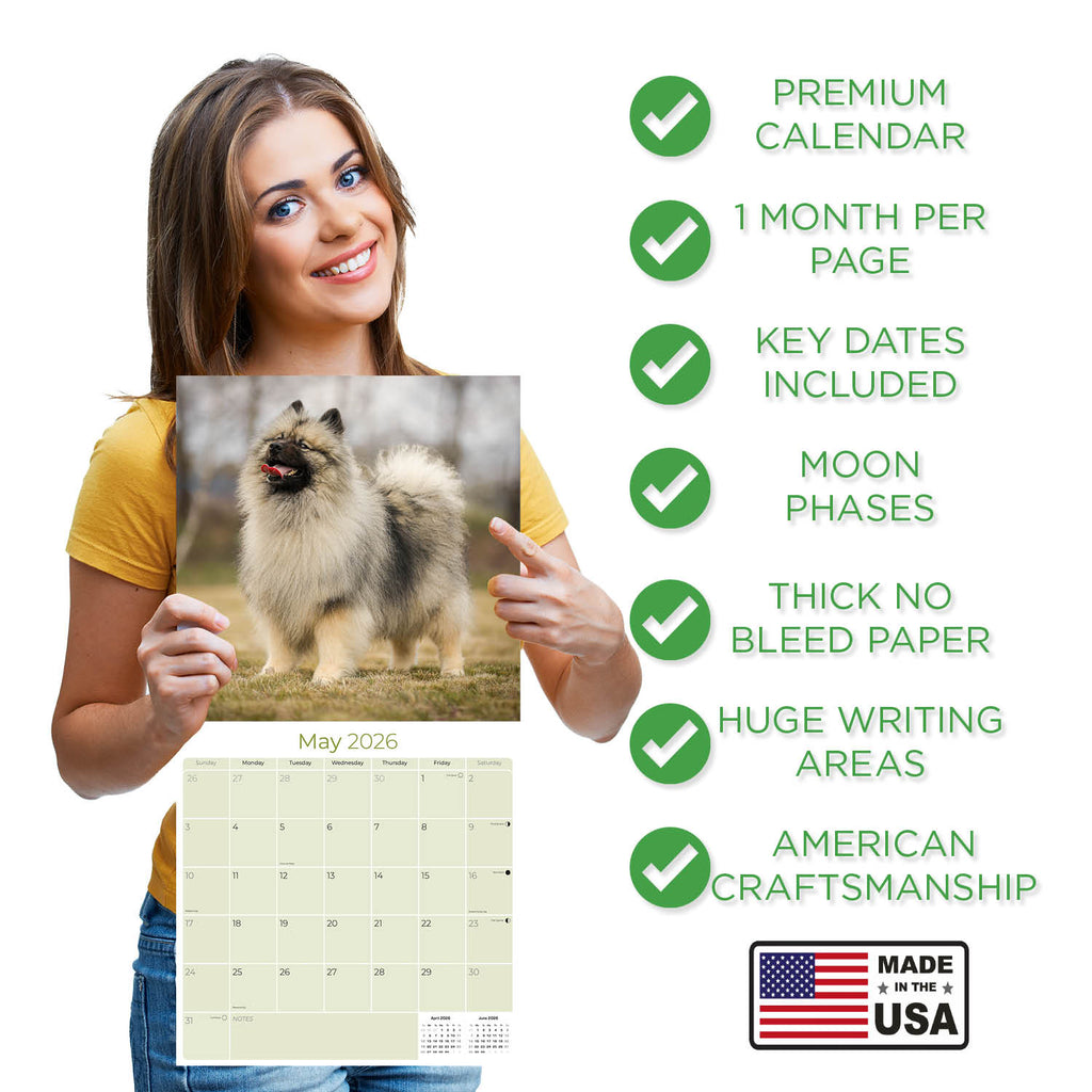 Keeshond Wall Calendar 2026
