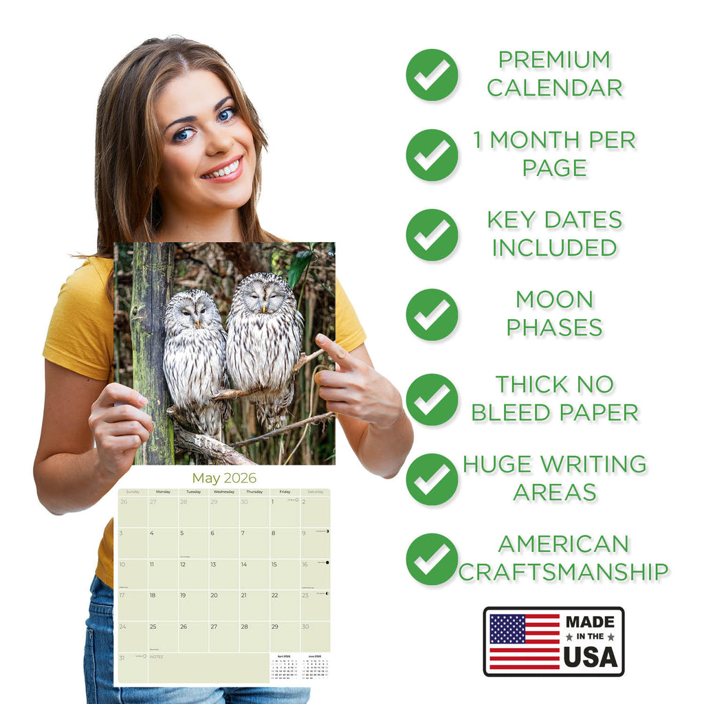 Owls Wall Calendar 2026