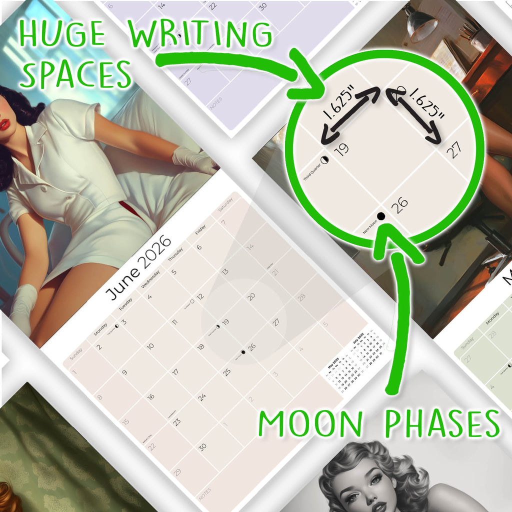 Retro Pin Ups Wall Calendar 2026