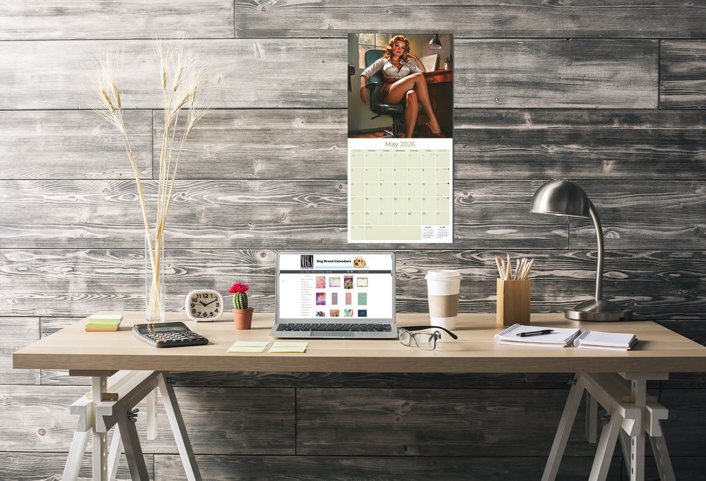 Retro Pin Ups Wall Calendar 2026