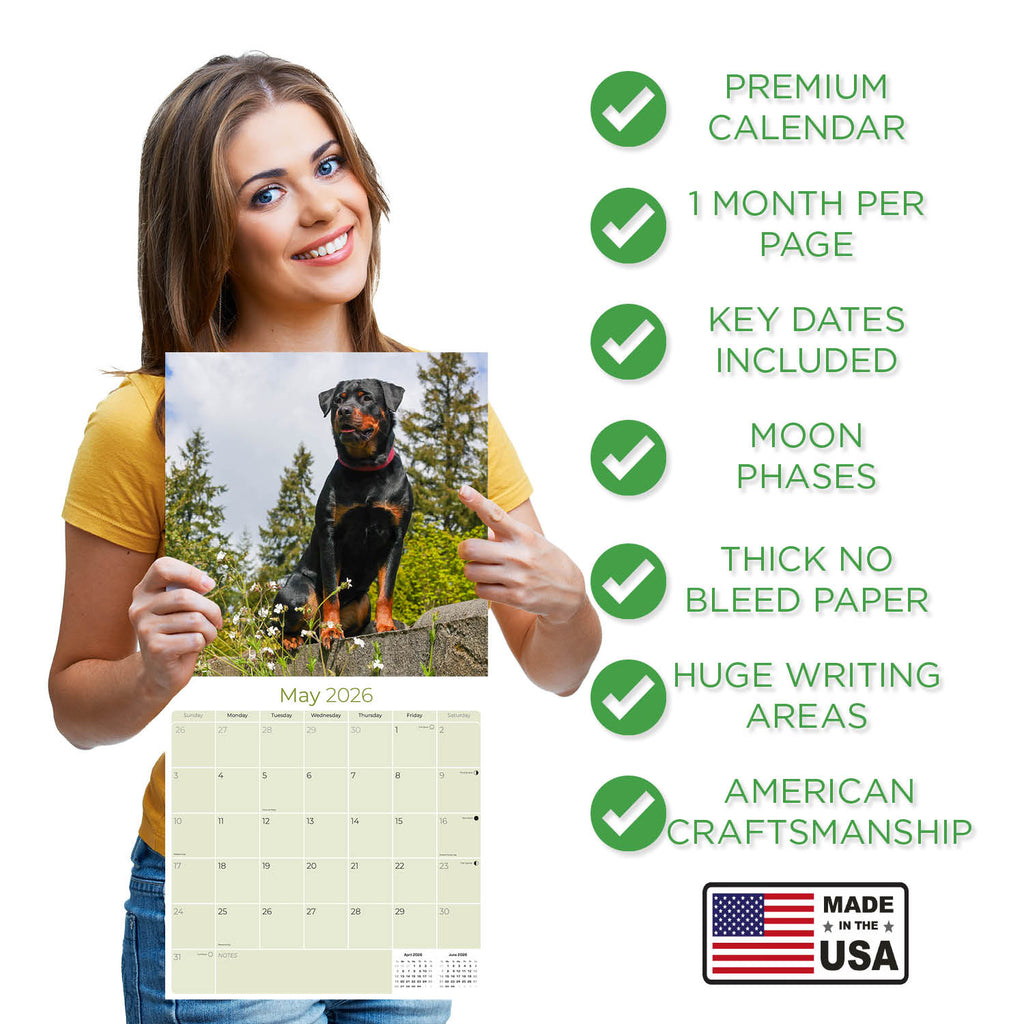 Rottweiler Wall Calendar 2026