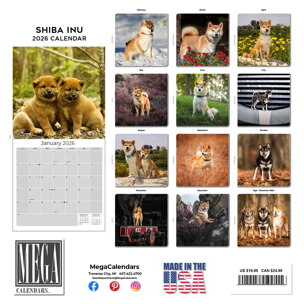 Shiba Inu Wall Calendar 2026