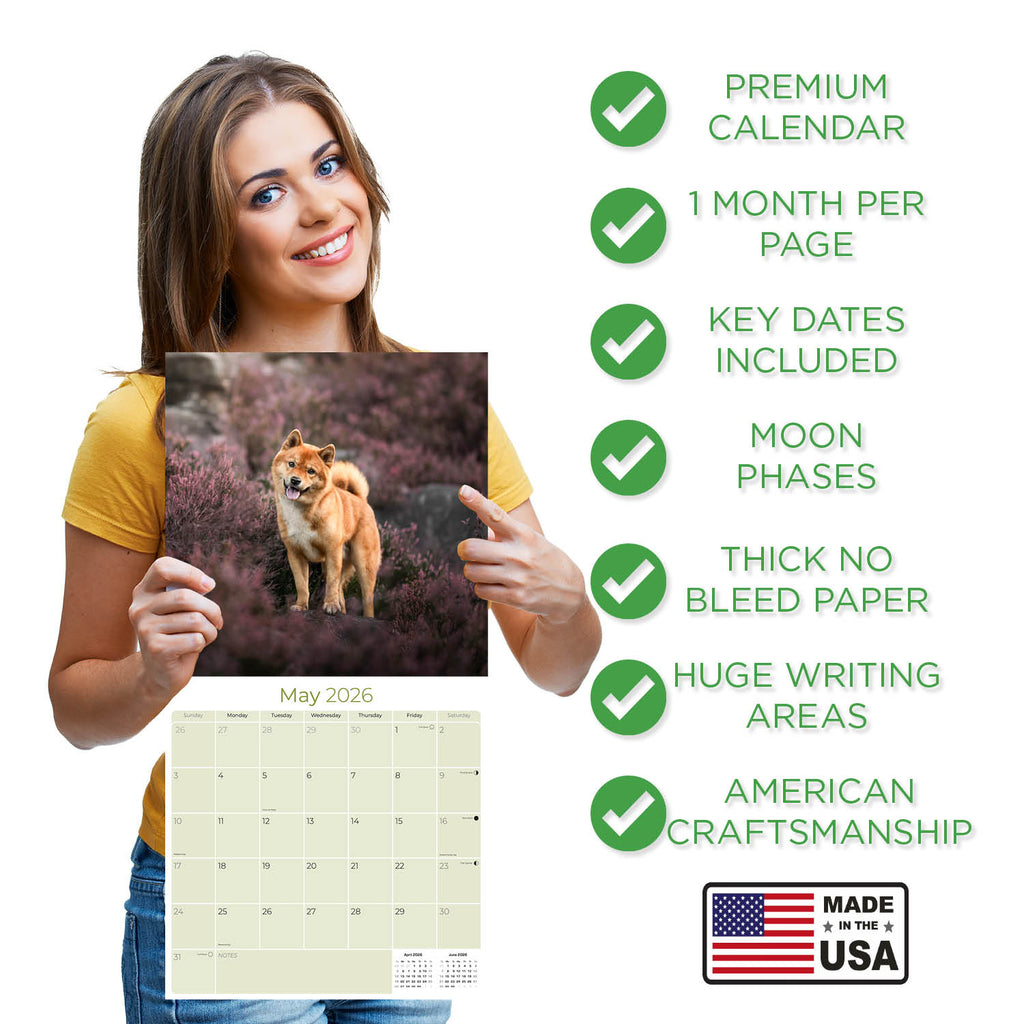 Shiba Inu Wall Calendar 2026