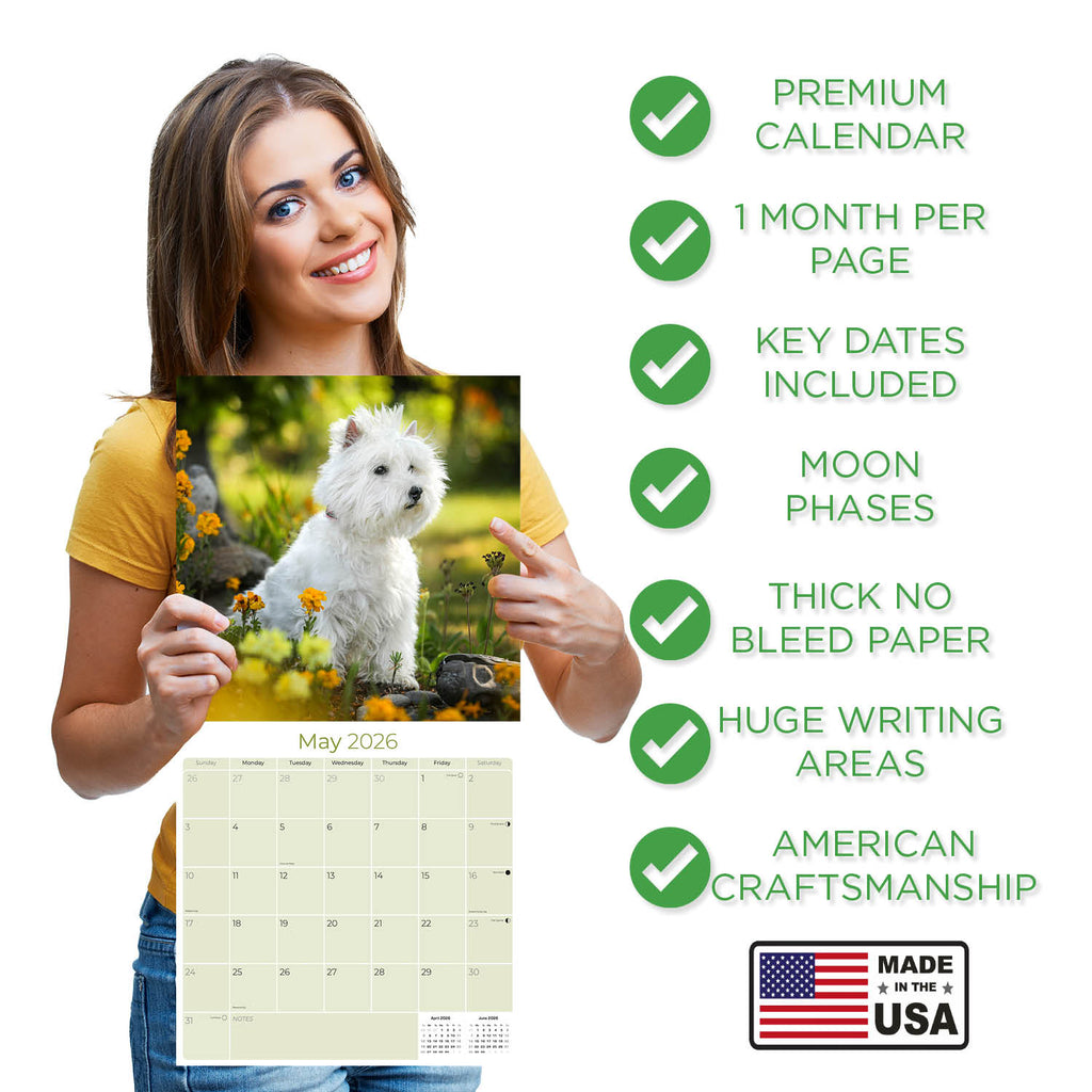 West Highland Terrier Wall Calendar 2026