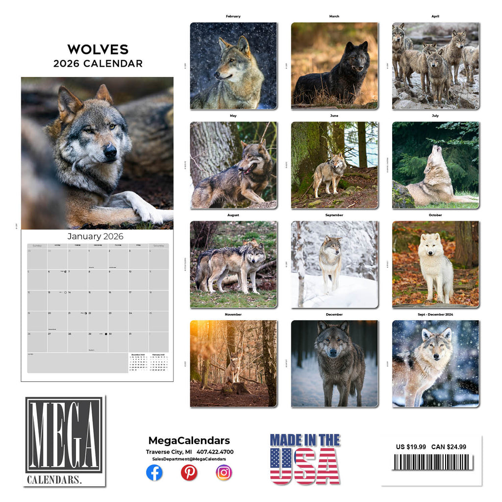 Wolves Wall Calendar 2026