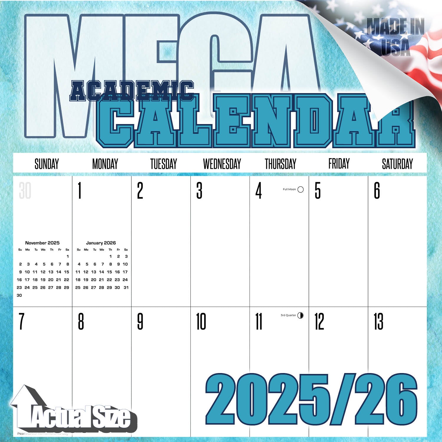 Watercolors Academic Wall Calendar 2025 2026