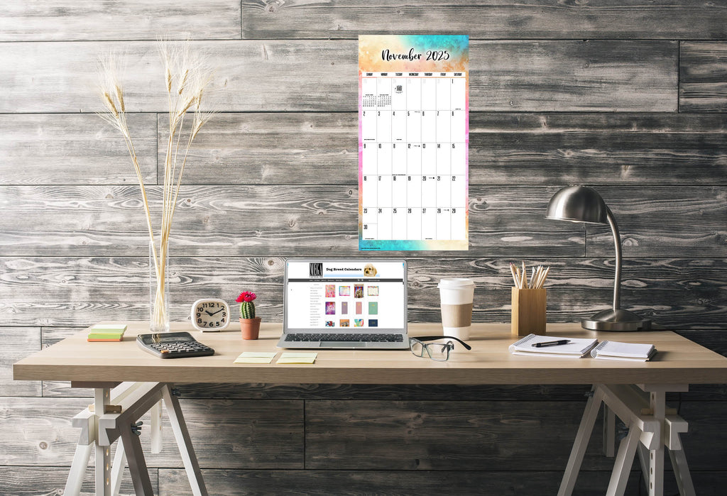 Watercolors Academic Wall Calendar 2025 2026