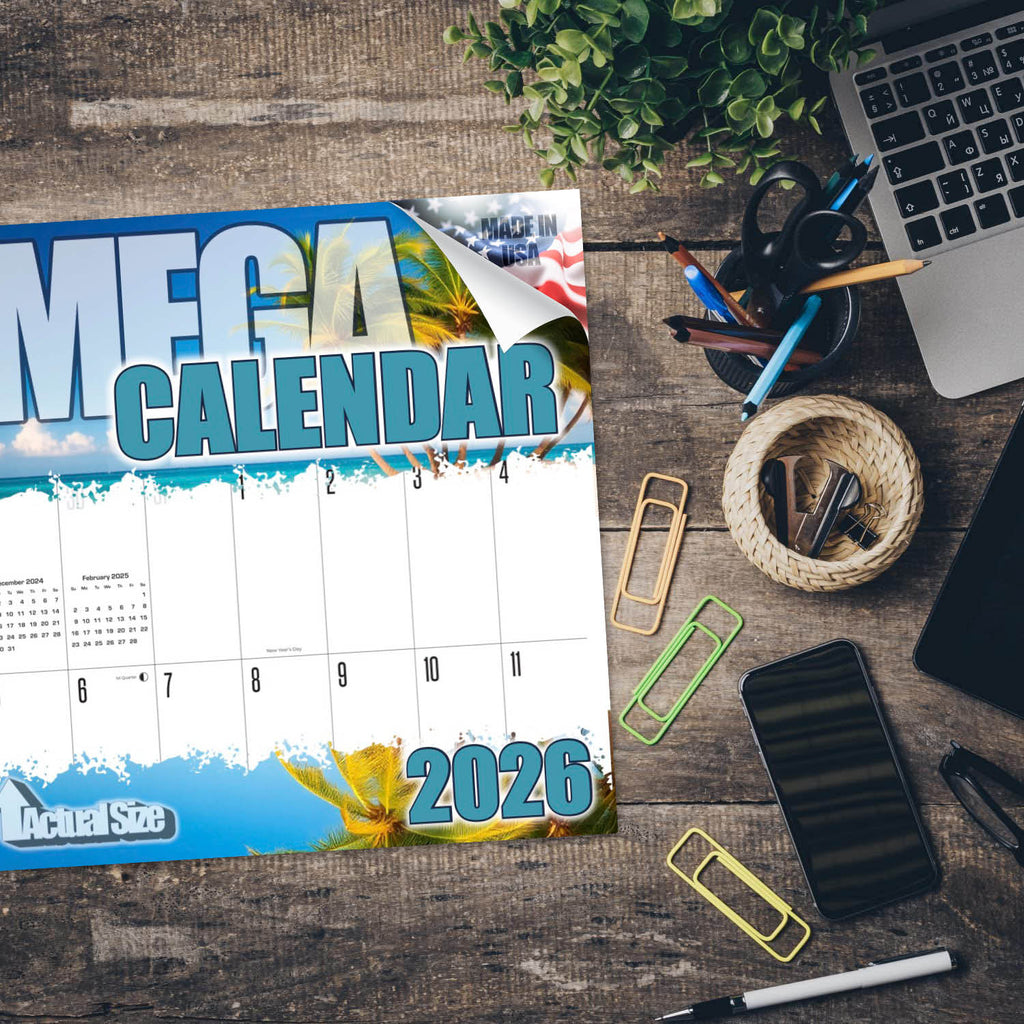 Tropical Beaches Large Grid Calendar 2026