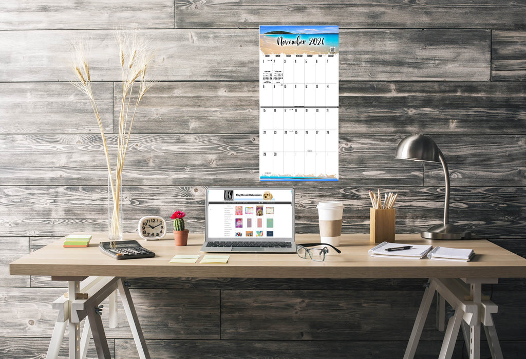 Tropical Beaches Large Grid Calendar 2026
