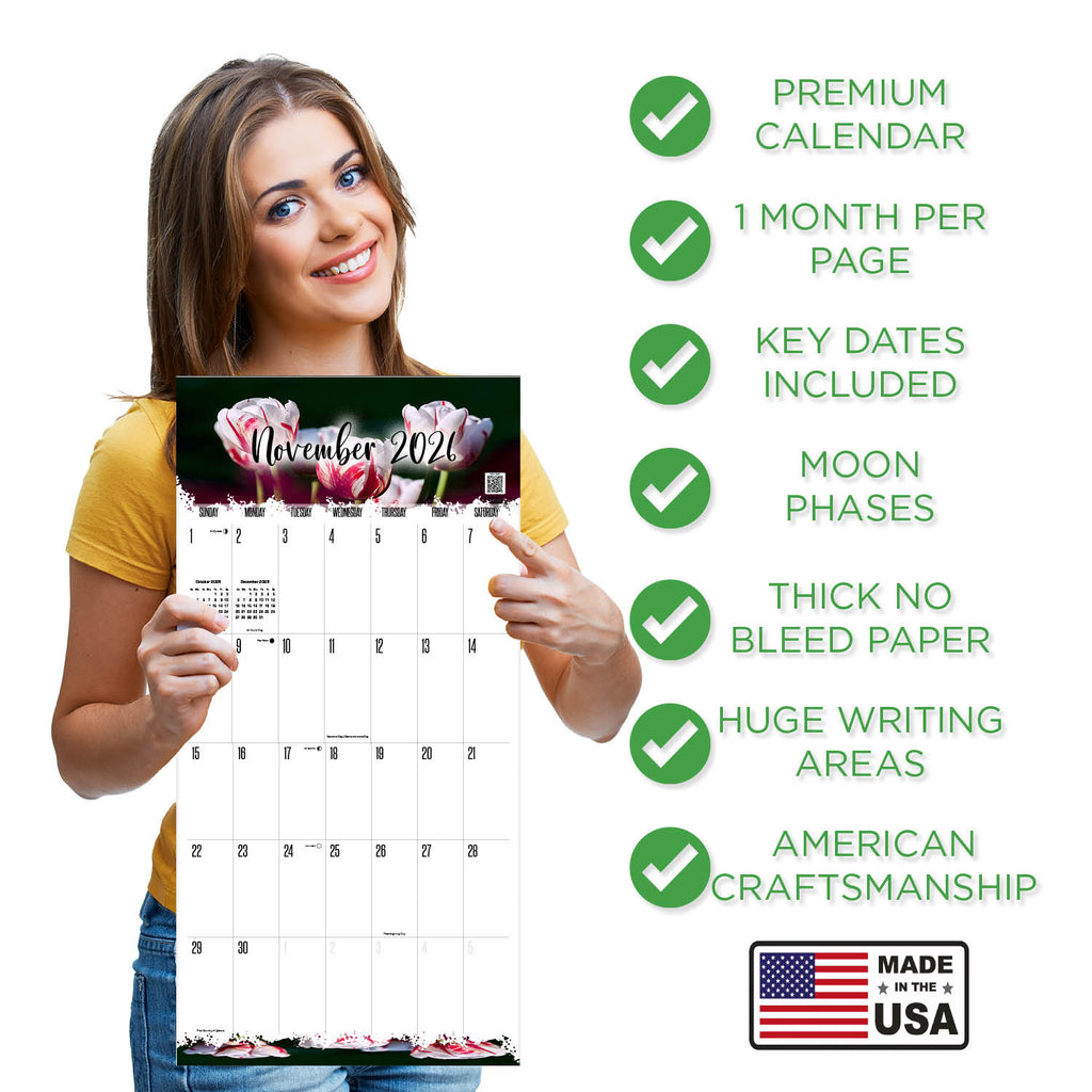 Flowers Large Grid Calendar 2026