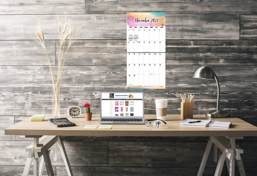 Watercolors LARGE GRID Wall Calendar 2026