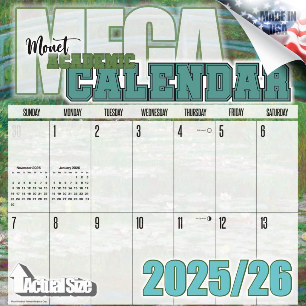 Claude Monet Academic Wall Calendar 2025 2026