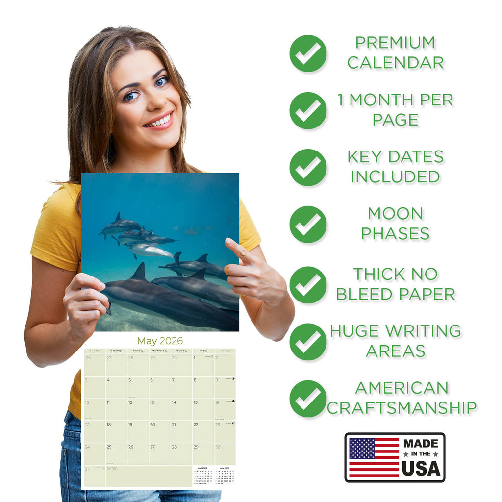 Dolphins Wall Calendar 2026