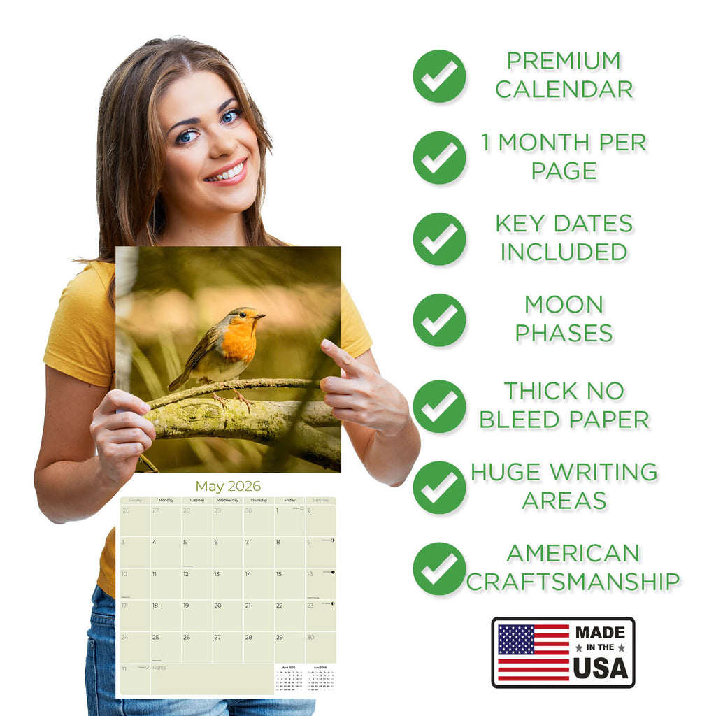 Garden Birds Wall Calendar 2026