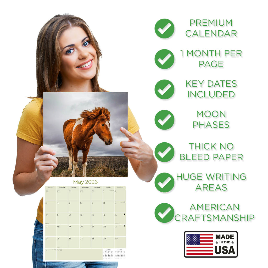 Horses Wall Calendar 2026