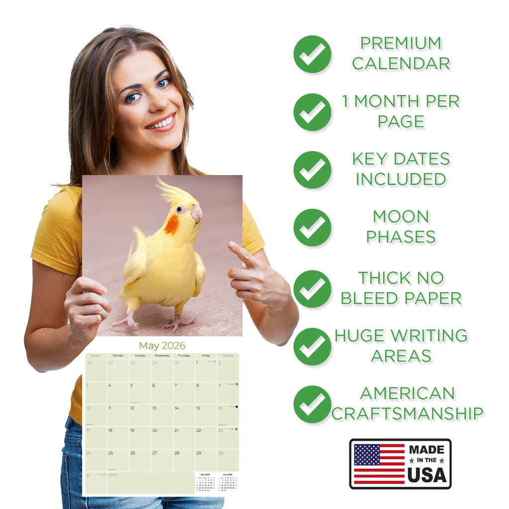 Cockatiels Wall Calendar 2026