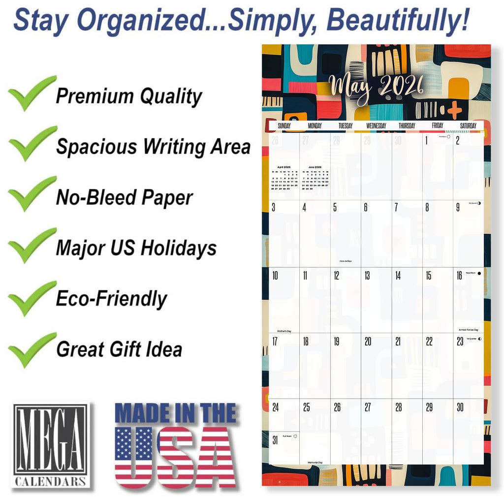 Patterns Academic Wall Calendar 2025 2026