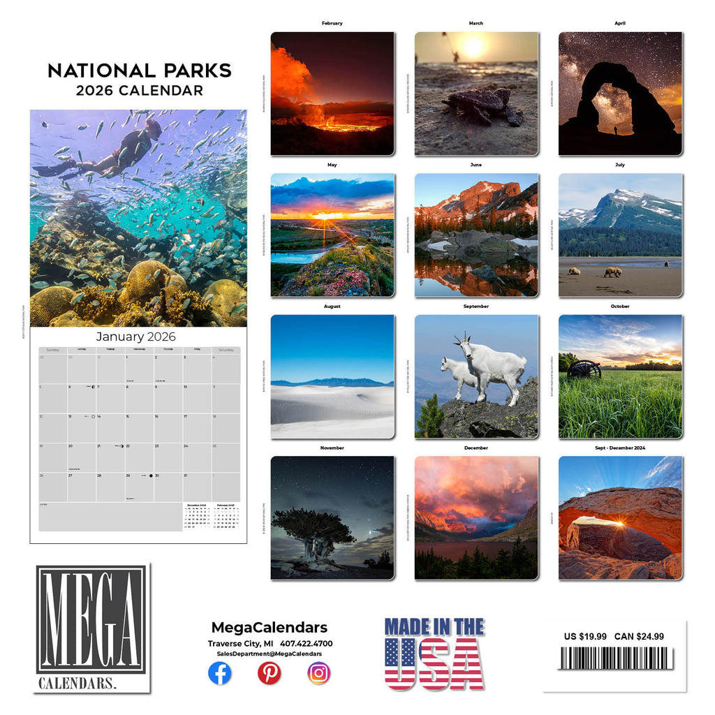 National Parks Wall Calendar 2026