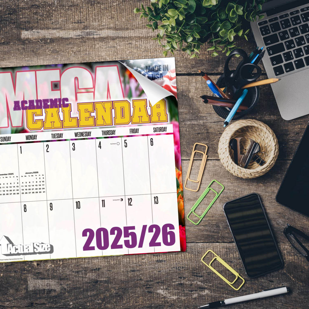 Flowers Academic Wall Calendar 2025 2026