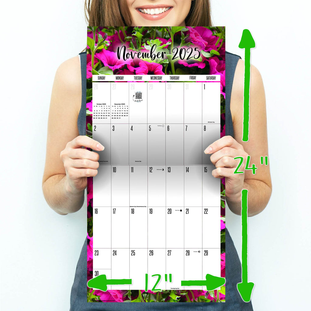 Flowers Academic Wall Calendar 2025 2026
