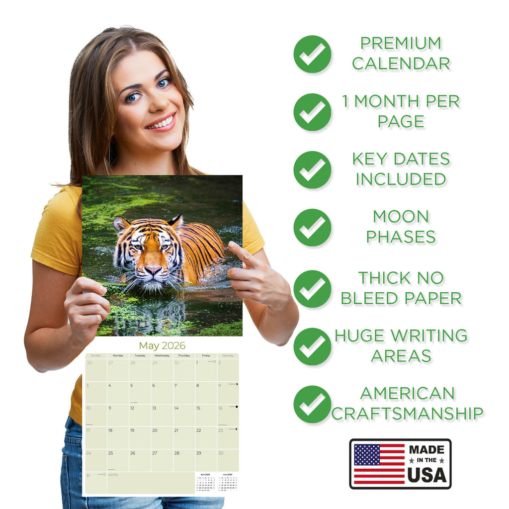 Tigers Wall Calendar 2026