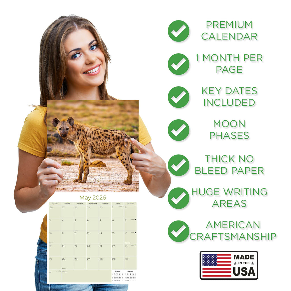 African Wildlife Wall Calendar 2026