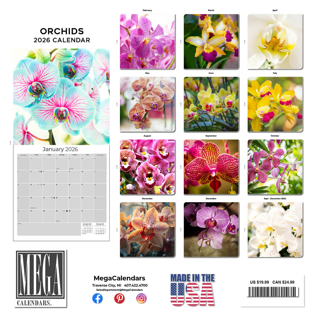 Orchids Wall Calendar 2026