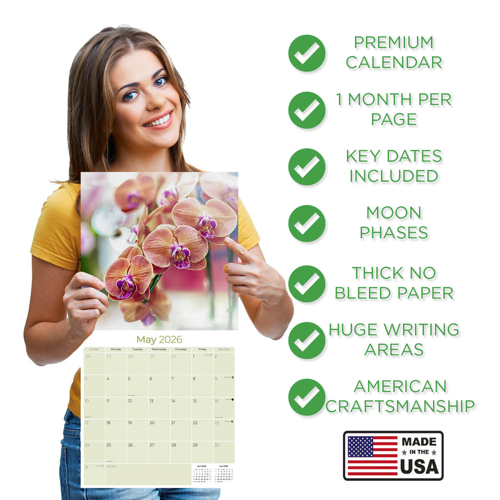 Orchids Wall Calendar 2026