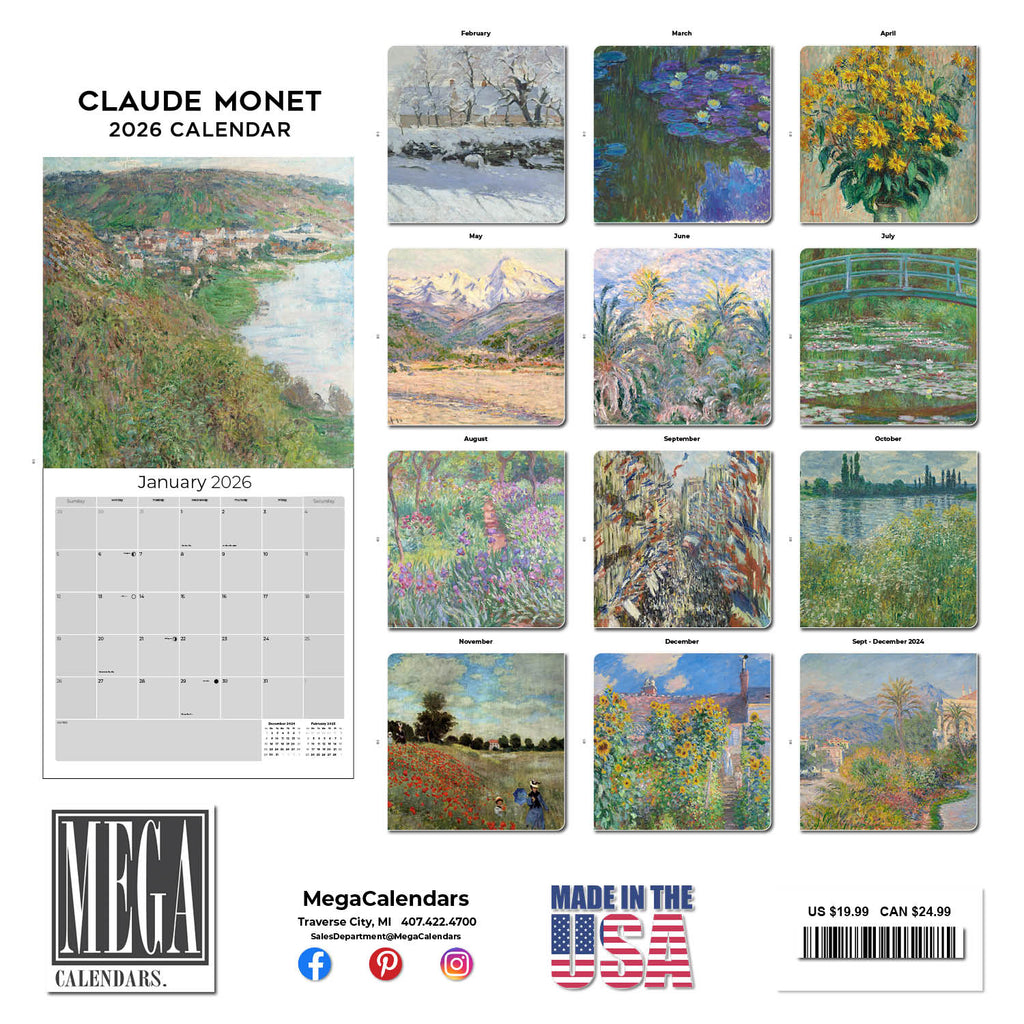 Claude Monet Wall Calendar 2026