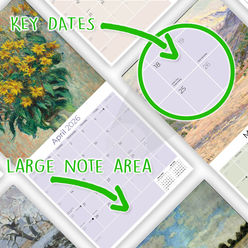 Claude Monet Wall Calendar 2026
