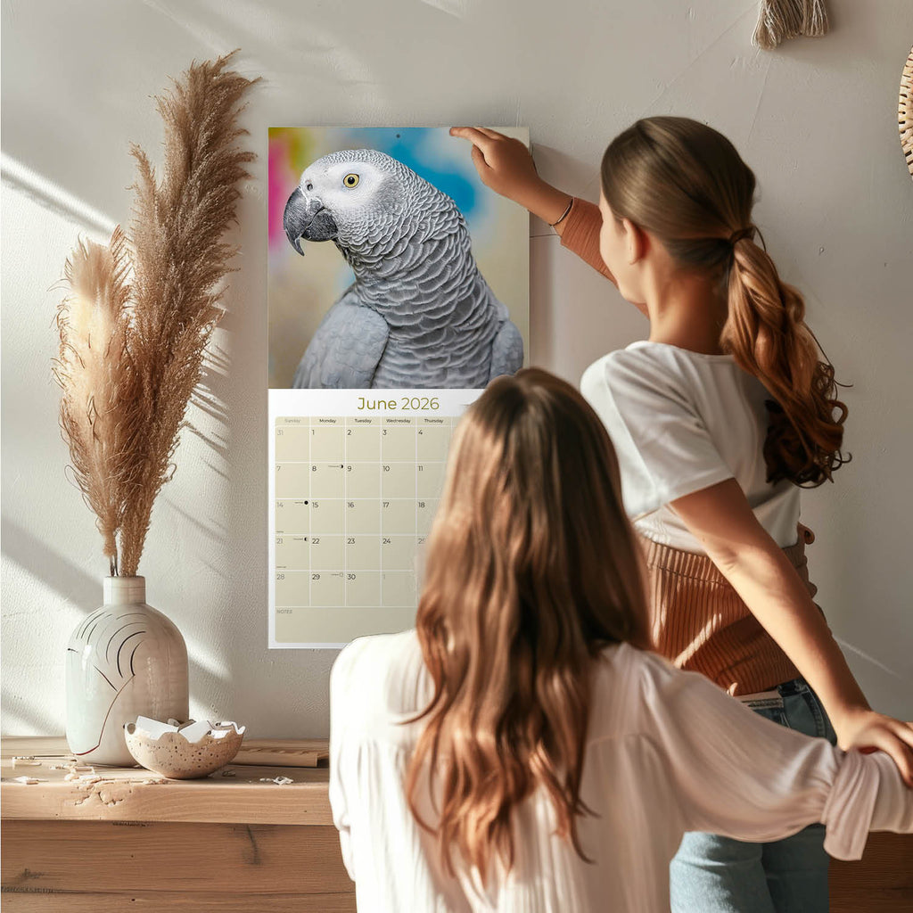 African Greys Wall Calendar 2026