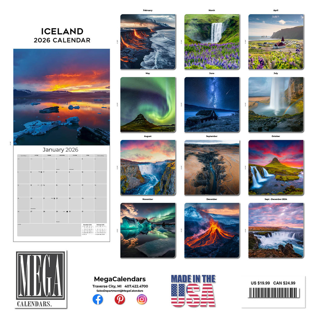 Iceland Wall Calendar 2026