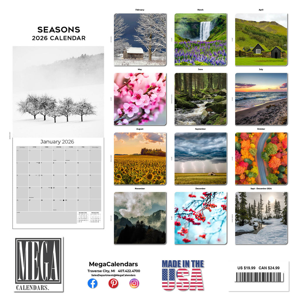 Seasons Wall Calendar 2026