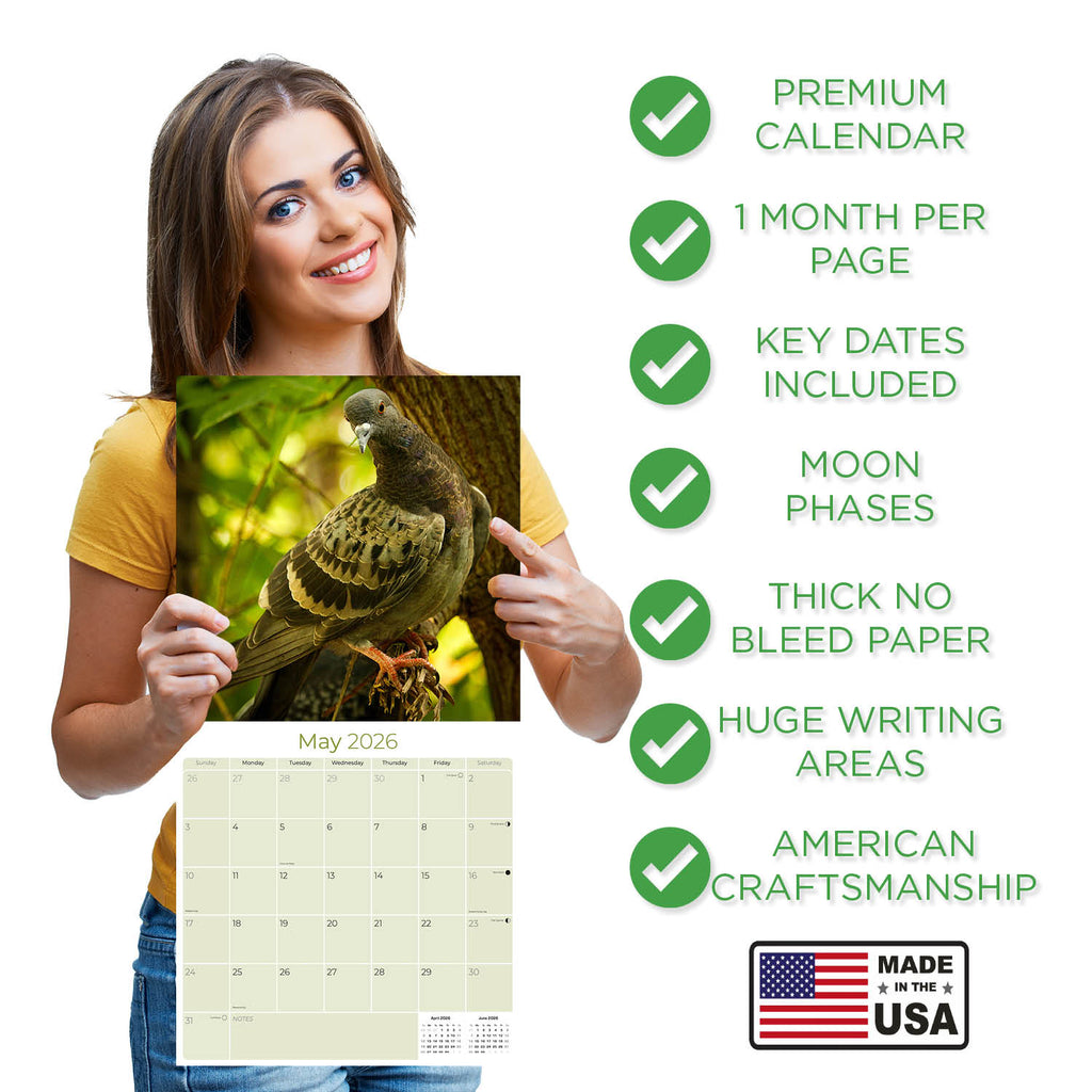 Pigeons Wall Calendar 2026