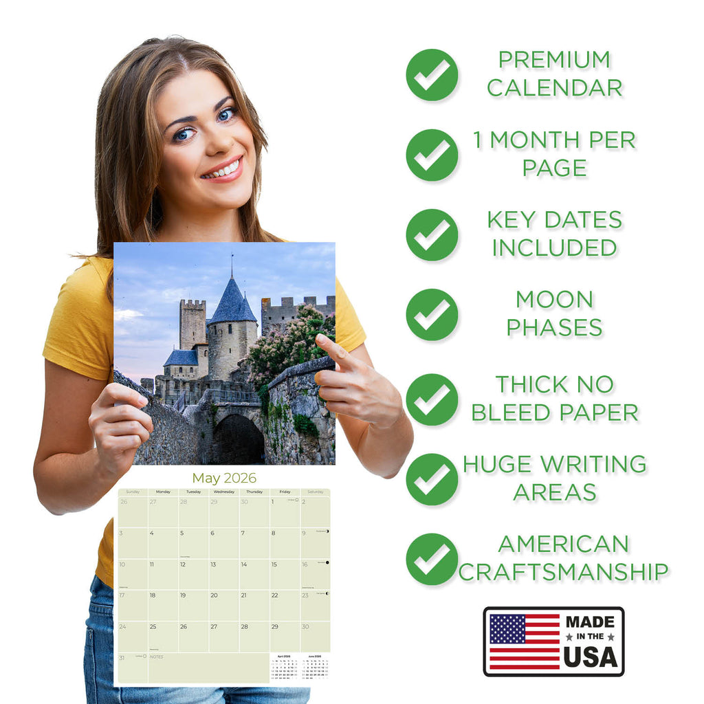Castles Wall Calendar 2026