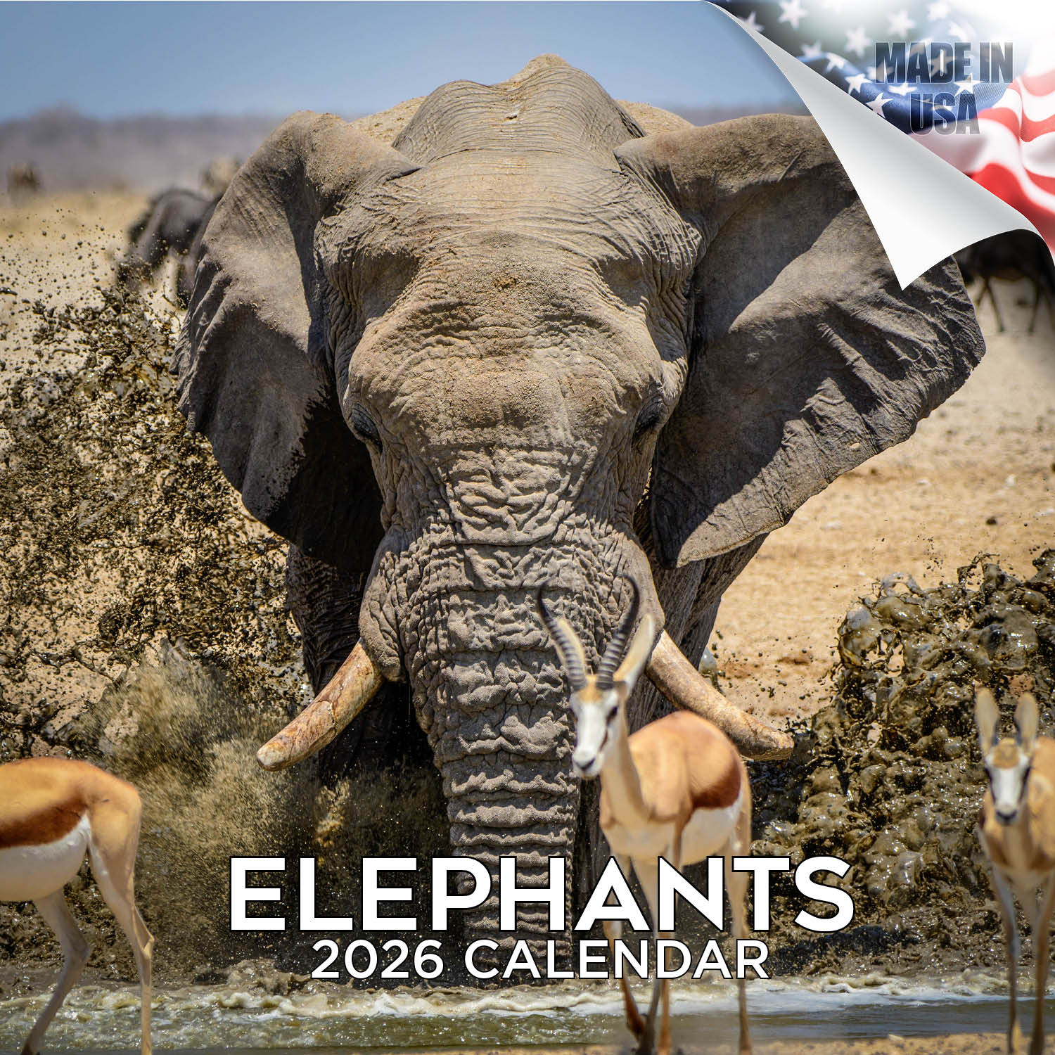 Elephants Wall Calendar 2026