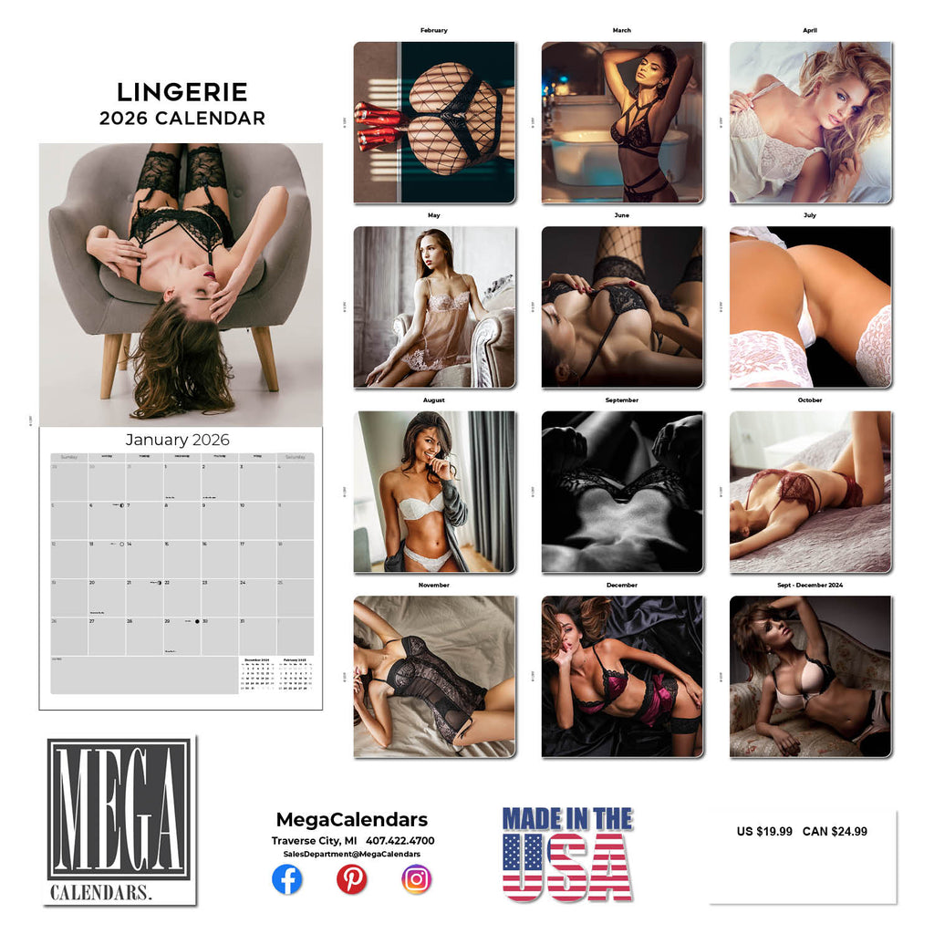 Lingerie Wall Calendar 2026