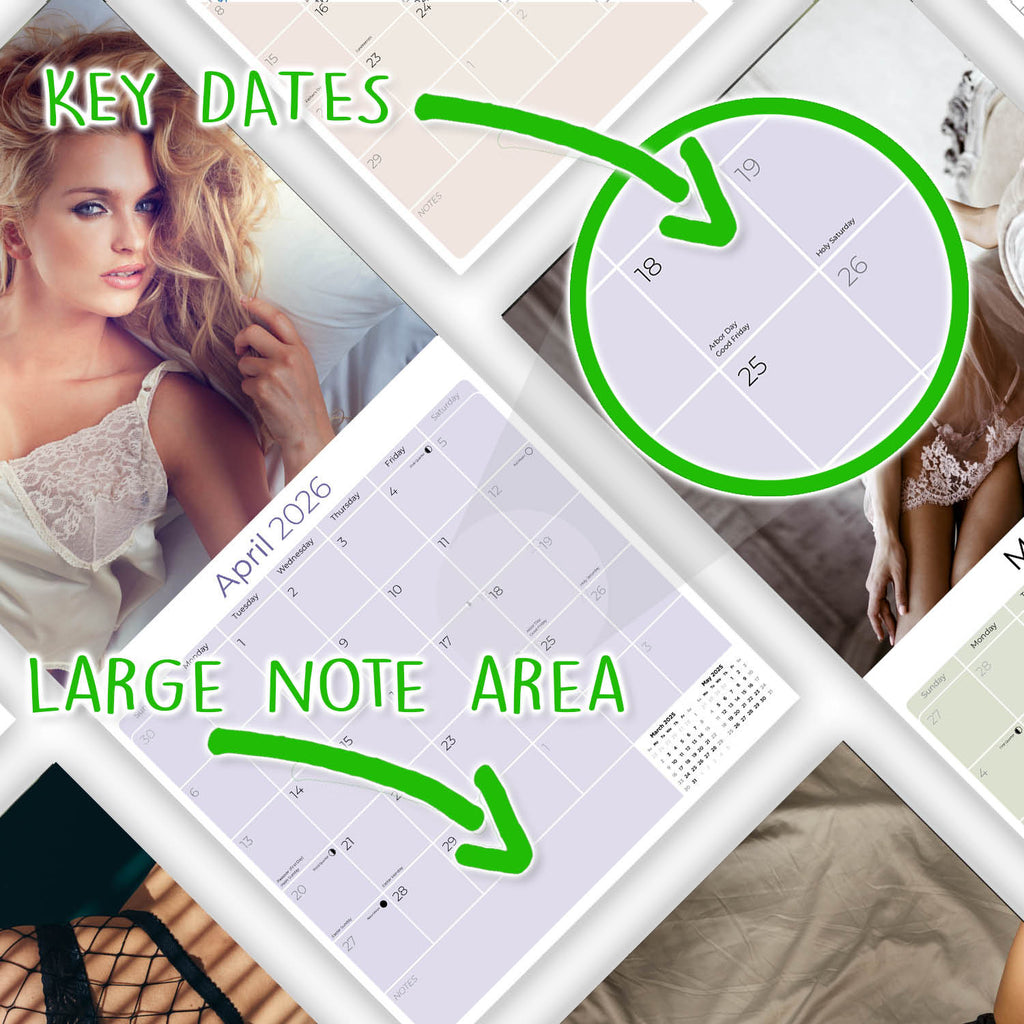Lingerie Wall Calendar 2026