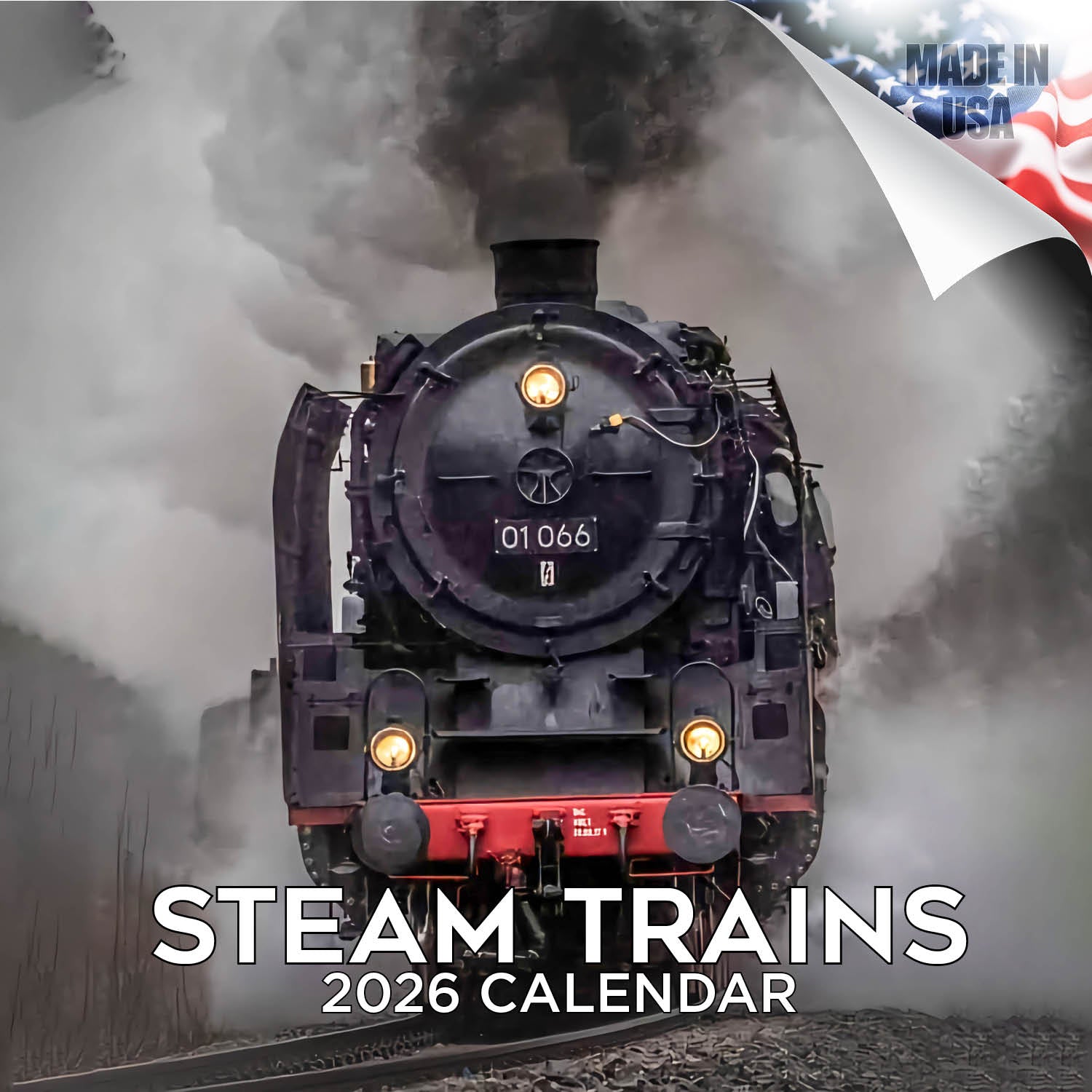 Steam Trains Wall Calendar 2026