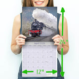 Steam Trains Wall Calendar 2026