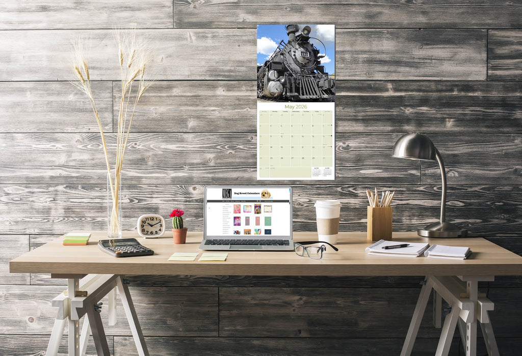 Steam Trains Wall Calendar 2026