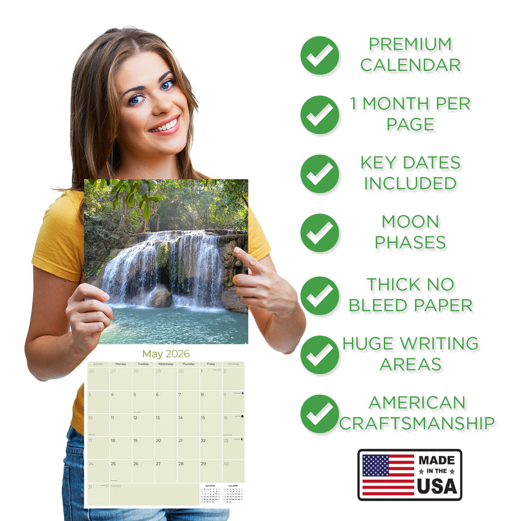 Waterfalls Wall Calendar 2026
