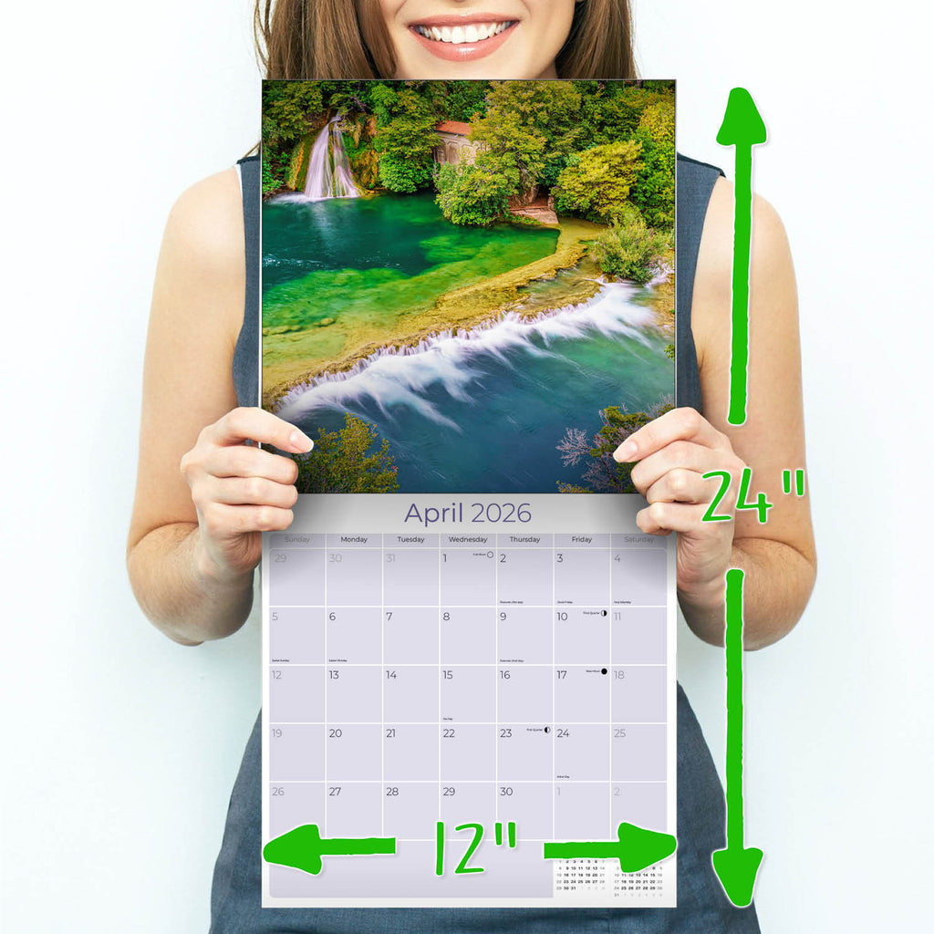 Waterfalls Wall Calendar 2026